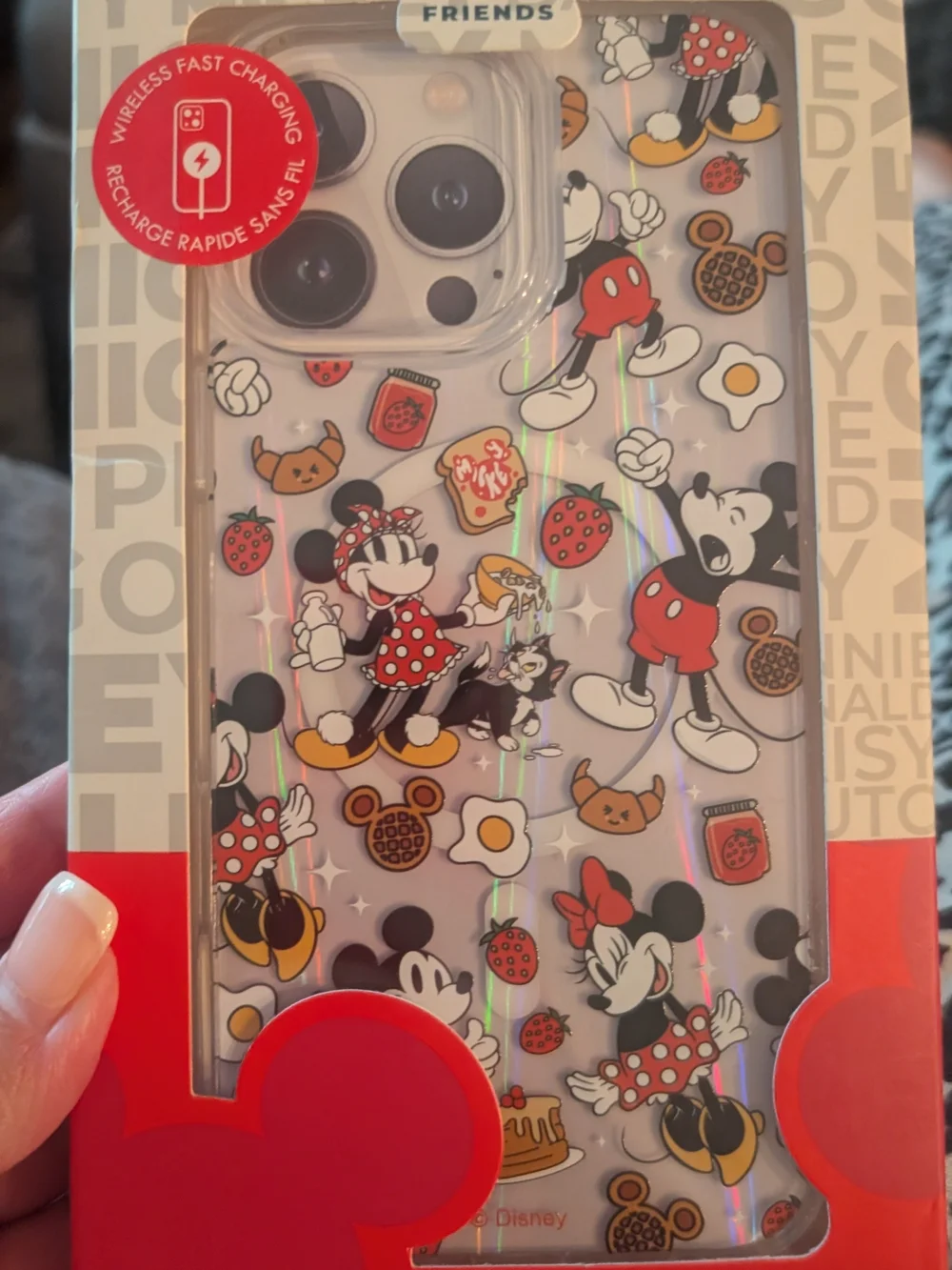 Disney Minnie & Mickey Clear Phone Case with Red, Black, Yellow Accents